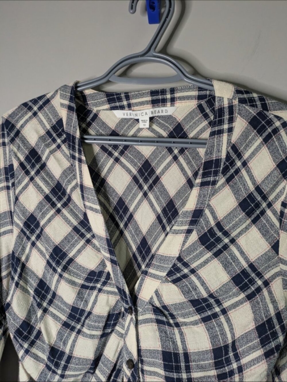 Veronica Beard Rowe Dress Navy/Ecru Plaid Size‎ 10 - Picture 4 of 9